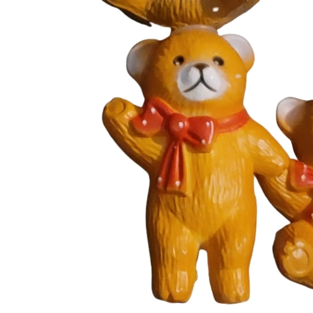 Christmas Bears Wearing Bow Vintage Tree Light Covers Set Of 6 Current Inc.